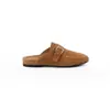 Zapatos Birkenstock vintage de piel de oveja con hebilla y punta redonda para mujer, mules slip-on estilo coreano, sandalias de verano para exteriores