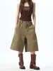 Shorts de Trabajo Retro Americano para Hombre, Nuevo Estilo de Verano, Lavados y Desgastados, Bolsillos Grandes, Shorts de Cinco Puntos Casual Sueltos de Moda
