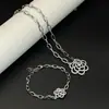 Conjunto de Pulseira e Colar Flor de Lis Camélia Zircônia Micro-Pavimentado Estilo Europeu e Americano Luxo Leve Venda Quente Transfronteiriça