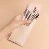 Kit de Mini Pincéis de Maquiagem Portátil para Viagem com 8 Peças Pincel para Sombra Cor Morandi Suprimentos de Beleza para Iniciantes Armazenamento