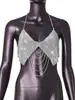 Top Tubo Metálico AYJ com Lantejoulas, Gola Halter, Franjas e Correntes, Costas Abertas, para Performances de Meninas Badass em Boates