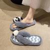 Pantufas de Pelúcia com Formato de Panda de Aparência Sofisticada e Fofas para Uso Doméstico, Pantufas de Algodão com Solado Macio e Salto Baixo para Usar no Inverno, Pantufas de Algodão Antiderrapantes Abertas na Ponta