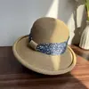 Sombrero de Paja con Lazo Floral Pequeño Estilo Hepburn para Mujer, Sombrero de Pescador con Protección Solar para Viajes de Verano y Vacaciones, Sombrero de Sol para Playa