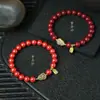 Pulsera de Calabaza de Jade Arena Dorada Púrpura Cinabrio Pulsera del Año del Zodiaco Pulsera para Hombres y Mujeres Regalo de Pareja del Año del Zodiaco Bajo Contenido