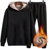 Traje de Cashmere com Veludo Plus para Outono e Inverno Masculino Espessado Casual com Zíper Cardigan Moletom Traje com Capuz Solto Masculino para Venda Transfronteiriça