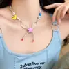 Dulce y Fresco Collar de Dopamina Multicolor para Mujer, Cadena Larga para Clavícula con Flecos Largos de Estrella en Colores de Caramelo, Cadena de Cuello Linda para Niñas