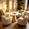 Sofá Individual de Lujo Ligero Cuero Ecológico Resistente al Desgaste Silla de Negociación Sala de Estar del Hogar Tienda Mesa y Sillas de Ocio para el Té de la Tarde