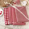 Tejido de hilo teñido lavado de algodón puro, tejido a cuadros estilo coreano con patrón Chaoyang rojo, adecuado para ropa de mujer, ropa infantil, bolsos, accesorios para el cabello y coleteros DIY