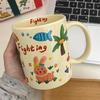 Celebridades da Internet Explosões Alto Valor de Cor Copo de Água Cerâmica Desenho Animado Caneca Graffiti Presente de Aniversário Fofa Palmeira Animal Pequeno Copo