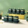 Caixa de Temperos Doméstica Combinada Pote de Temperos de Cozinha Caixa de Temperos Sal Glutamato Monossódico Pote de Temperos Integrado Garrafa de Temperos com Múltiplos Compartimentos
