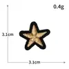 Patch Bordado de Computador Estrela de Cinco Pontas Pequeno Patch de Tecido Bordado com Fio Dourado e Prateado com Suporte Adesivo para Roupas Patch Sem Costura Venda por Atacado