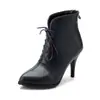 Botines retro para mujer con cremallera trasera, punta fina, talla grande para mujer, tallas 40-46, tacón alto, producción a largo plazo L105