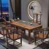 Nueva mesa de té y silla de estilo chino combinadas para oficina y hogar, mesa de té de madera maciza Kung Fu, juego de té para balcón, mesa de centro integrada