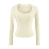Moda Feminina Nova Outono 2026: Estilo Puro e Sedutor, Camiseta Básica Estilosa, Camiseta de Manga Longa Justa, Top Curto para Mulheres