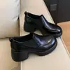2026 Zapatos de Salón Individuales Nuevos Estilo Retro Old Money Suela Gruesa Tacón Grueso para Mujer Corte Profundo Zapatos de Vestir para el Trabajo Tacones Altos Zapatos Pequeños de Cuero para Mujer