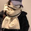 2025 Nuevo Estilo Coreano Bufanda de Punto Overlock Linda para Mujer Estudiante de Invierno Color Sólido Simple Bufanda Cálida de Lana