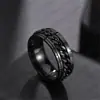 [Pequeño al por mayor] Venta caliente transfronteriza anillo de cadena giratorio con relieve de acero inoxidable anillo de acero de titanio simple y a la moda
