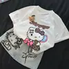 Traje de Verano para Niñas 2025 Nuevo Camiseta con Estampado de Dibujos Animados para Bebé Niña Falda Vaquera Estampada Linda Conjunto de Dos Piezas