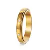 Anillo Giratorio de Acero Inoxidable Estilo Francés Joyería Coreana Tendencia Moda Minimalista Anillo de Zirconia Transfronterizo