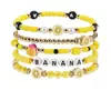 Pulsera elástica de la amistad linda y colorida con elementos de frutas de arcilla blanda, cuentas de arroz pequeñas, superventas transfronterizos europeos y americanos
