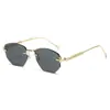 Gafas de Sol Poligonales Sin Marco Trendy 2025 Gafas de Sol Sin Marco con Borde Cortado Gafas de Sol de Moda de Alta Gama