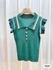 2026 Verão Moda Regata Tricotada Polo Fina Feminina Design Nicho Manga Voadora Top 1929 #