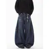 Jeans Lavados Negros Retro Americanos con Bigotes, Corte Curvo, Marca Trendy Unisex Pierna Ancha Ajuste Holgado con un Toque Vintage