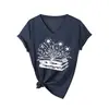 Amazon eBay sitio independiente casual de moda personalizado para mujer camiseta floral de cuello en V de manga corta, en stock de comercio exterior