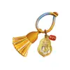 Chaveiro de Arroz de Sete Grãos da Montanha Putuo, Amuleto de Cabacinha Tecido à Mão, Pingente de Bolsa Auspicioso e Realizador de Desejos, Chaveiro de Carro, Ornamento de Carro