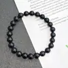 Pulsera de cuentas de círculo único de ágata negra jade piedra natural pulsera de gema cristal ágata negro puro suministro de puesto