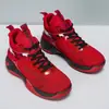 Zapatos de Baloncesto de Punto Volador de Suela Blanda con Cordones de Nuevo Estilo Transfronterizos, Zapatos Deportivos de Moda para Hombre, Zapatos para Hombre de Comercio Exterior de Gran Tamaño Rojos