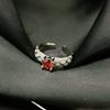 Serie de Colores Polvo de Diamante Amarillo Diamante Rojo Diamante Anillo Abierto Lujo Ligero Francés Sentido de Alta Gama Microincrustado Anillo de Zirconia Totalmente Diamantado para Mujeres