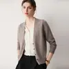 2026 Nuevo Cárdigan de Cachemira con Cuello en V para Mujer, Falso Dos Piezas, Adelgazante, Capa Base para Superponer, Botones, Bloque de Color, Ropa de Abrigo Cálida