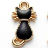 EA-18 Gatinho Preto e Branco Pingente Pequeno Gato Charme Acessórios diy Colar Pulseira Brincos Chaveiro Acessórios Pingente