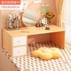 Tocador con Ventana Mirador, Tocador con Gabinete de Almacenamiento, Dormitorio Integrado Moderno Simple Mesa Pequeña con Espejo de Maquillaje Lateral