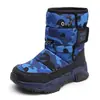 Botas de neve infantis para crianças grandes 24 Botas de inverno com forro de lã grossa de algodão resistente para meninas Sapatos antiderrapantes à prova d'água para áreas externas para meninos