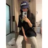 Camiseta de Manga Corta de Algodón Puro Divertida de Calle de Moda Nueva Camiseta de Media Manga Estampada China para Mujer Ropa Superior Misteriosa Blanco y Negro