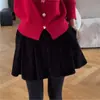 ¡Elegancia Retro! Falda plisada de terciopelo importada para mujer, falda plisada 2026 Otoño Invierno, mini falda elástica engrosada de línea A