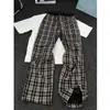 Pantalones de cuadros plisados rojos, unisex, estilo verano, retro americano, tela fina, corte recto, ajuste limpio, diseño color block, casual