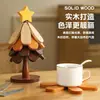 Manteles individuales de alta gama con temática de árbol de Navidad, resistentes al calor, perfectos para mesas de comedor en casa; decoraciones de mesa creativas y posavasos hechos de madera maciza resistente al calor