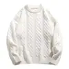 Suéter de Punto Grueso de Cable Retro de Cuello Redondo para Hombre, Nuevo Pulóver de Punto de Color Sólido Engrosado para Otoño e Invierno