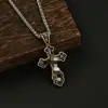 Joyería transfronteriza europea y americana al por mayor acero inoxidable hip hop colgante de cruz collar de acero de titanio retro moderno accesorios para hombres y mujeres