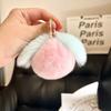 Lindo llavero colgante de coche de piel de conejo Rex color melocotón con bola de peluche color melocotón para bolso, regalo