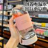Vaso Refrescante Resistente al Calor Estilo Coreano para Mujeres con Cordón Portátil para Pausa del Té Taza de Té de Flores Vaso de Agua Simple para Hombres de Negocios