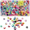 Conjunto colorido de contas de argila macia europeias e americanas para DIY, contas de frutas com furo reto mais vendidas na Amazon, acessórios de joias boêmias