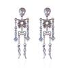 Aretes de Calavera de Diamantes Serie de Halloween Joyería Europea y Americana Transfronteriza Aretes de Diseño Nicho Exagerado Retro Personalizado