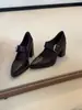Sapatilhas Mary Jane Estilo Vintage 7cm Bico Fino Salto Bloco Novidade Primavera/Verão 2026 Versátil Couro Preto Fivela