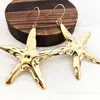 Pendientes Colgantes de Acero Inoxidable Brillante con Forma de Estrella de Mar y Flor Europeos y Americanos DIY Exagerados Flor Grande Estrella de Cinco Puntas Pendientes Fruncidos