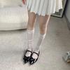 Calcetines de Verano Finos de Malla Transparente con Tira Fina Hueca Estilo Spice Girls Ballet de Tubo Medio