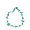 Collar de Cadena para Clavícula con Diseño Retro de Imitación de Turquesa y Perla de Agua Dulce Natural de Alta Calidad
